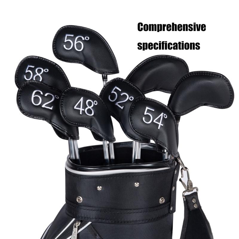 8pcs Golf Iron Head Cover Thick PU Leather Golf Head Cover Replacement Headcover Protective Cover Easy to Use