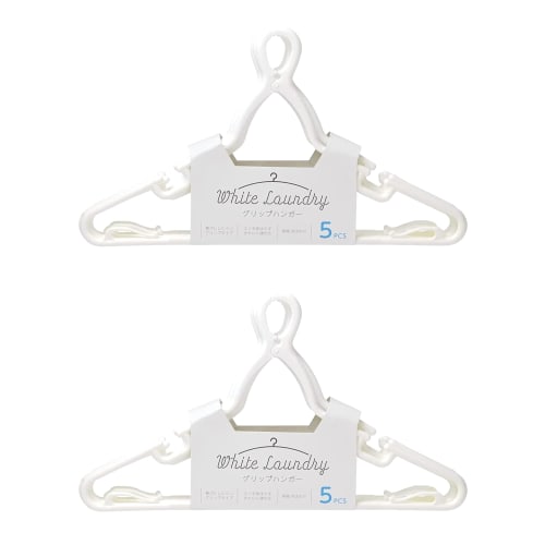 Strix Design Grip Hangers, 10 Pieces (2 Sets of 5 Pieces), White, Laundry, Indoor Drying, Simple Design, SB-090