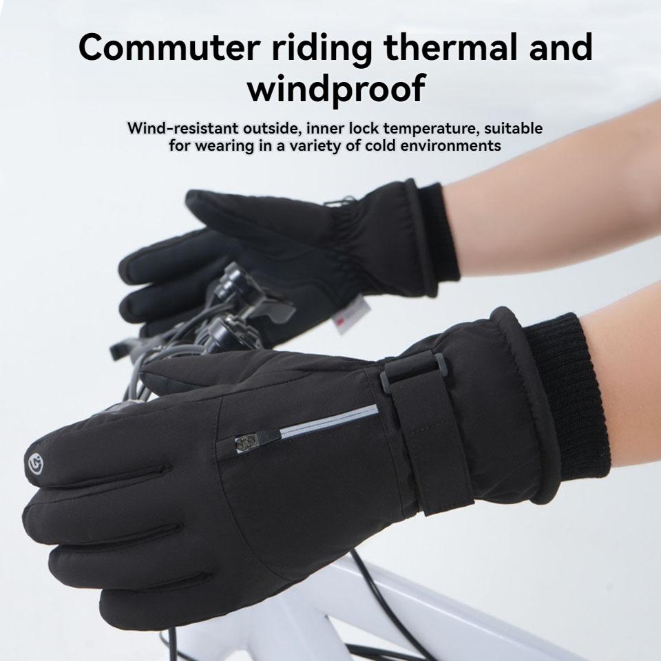 Durable And Safe Loogdeel Non-Slip Warm Full Fingers Sports Running Motorcycle Ski Touch Screen Fleece Men Winter Waterproof Cycling Gloves