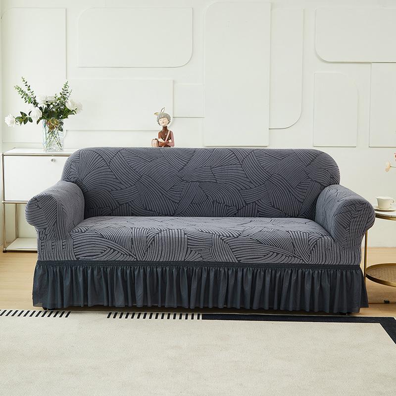 Elastic Jacquard Skirt Sofa Cover, All-Inclusive Universal Cover, All-Season Universal Sofa Cover, Anti-Cat Scratch Cover