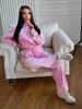 European and American velvet color matching two-piece set stand-up collar zipper jacket drawstring three bars wide-leg pants set women