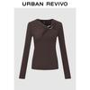 UR2025 Women's Asymmetric Neck Twist Long Sleeve Top