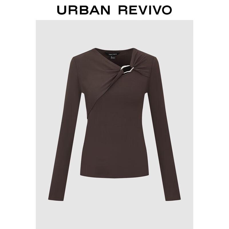 UR2025 Women s Asymmetric Neck Twist Long Sleeve Top S