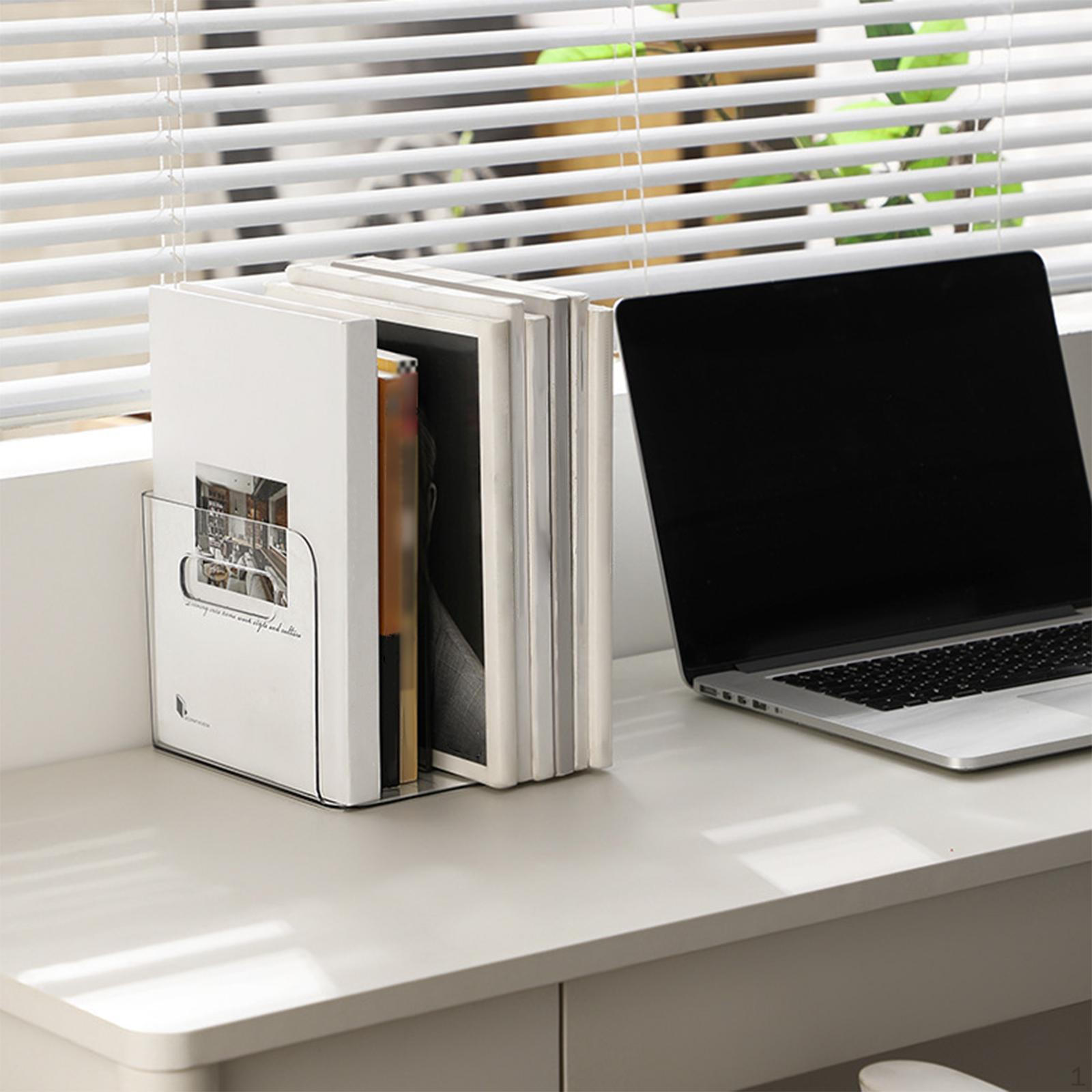 Clear Desktop Bookshelf Magazine File Holder Tabletop Book Storage Rack Shelf for Desk, Study