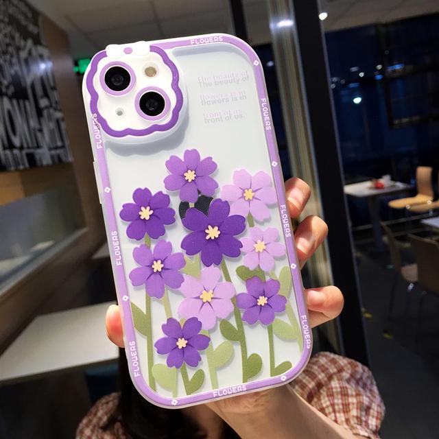 Cute Cartoon Flower Fruit Phone Case For Iphone 14 13 11 12 Pro Max Xs Max Xr X Xs 14pro Clear Shockproof Bumper Soft Back Cover