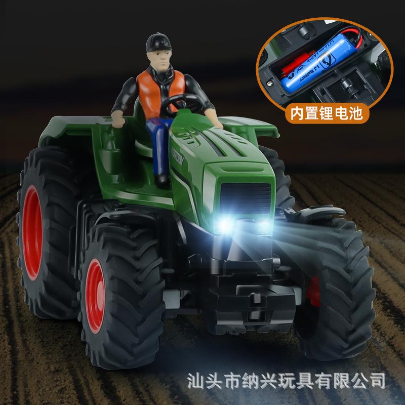 2.4G Cross-border Children's Tractor 6-way Remote Control Four-wheel Light Farmer's Car 8-wheel Skating Tractor Toy