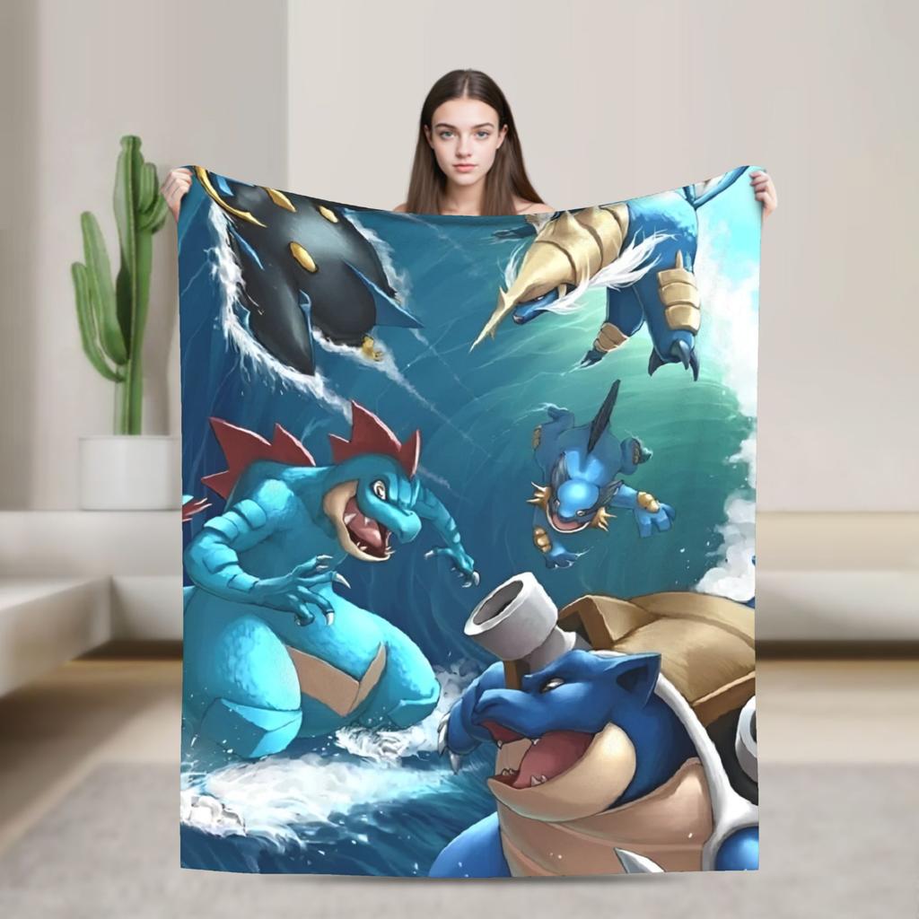 Squirtle Charizard Anime Warm Blanket Travel Plush Throw Blanket Graphic Couch Bed Flannel Bedspread Sofa Bed Cover
