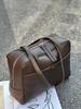 Retro makeup bag, genuine leather women's bag, large-capacity commuting hand-held armpit bag, single-shoulder crossbody bag