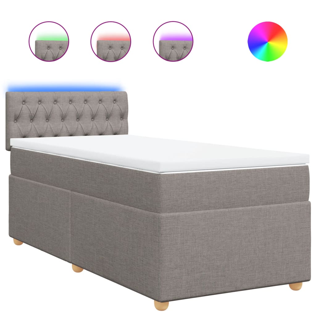Box Spring Bed with Mattress Taupe 90 x 200 cm Fabric