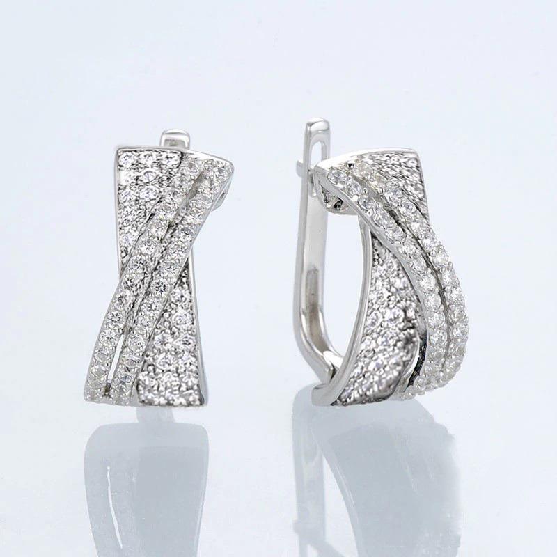 Huitan Black/White Cross Earrings for Women New Trendy Hoop Earrings  Color Modern Fashion Female Accessories CZ Jewelry