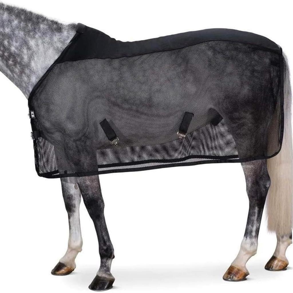 Horse Fly Sheet Breathable and UV Protective Tear-Resistant Neck Comfy Mesh Horse Fly Sheet Comfy Equine Summer with Buckle