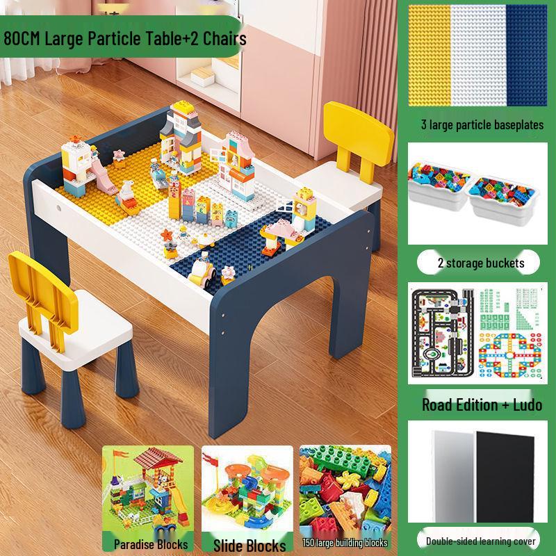 Children's Multifunctional Toy Table with Large Building Blocks