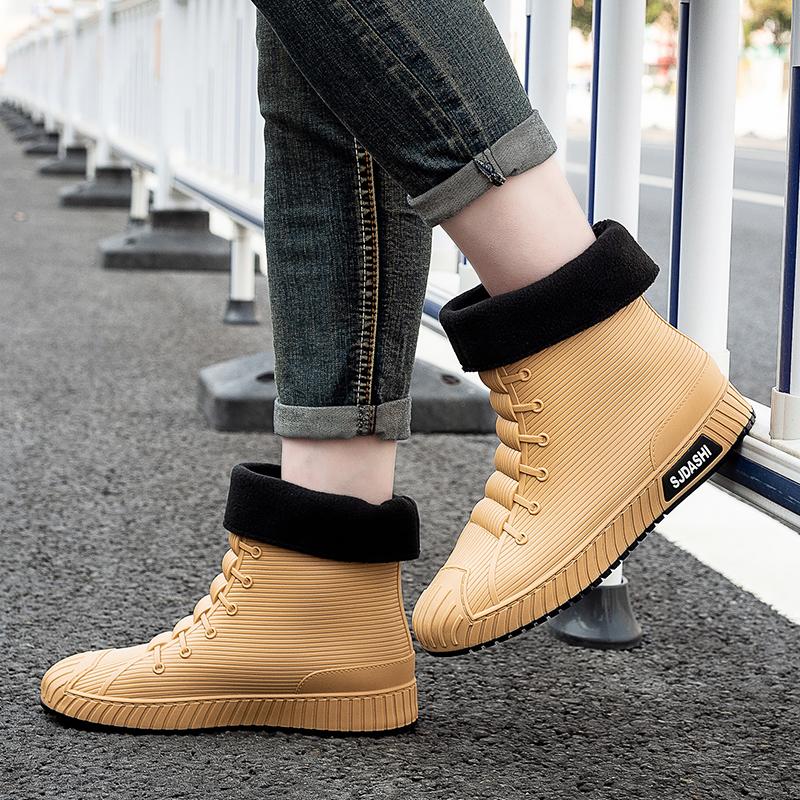 

Winter fashionable Rubber Boots For Men Women Casual Mid-calf Waterproof Shoes With Warm Lining Summer Anti-slip Rain Boots 36
