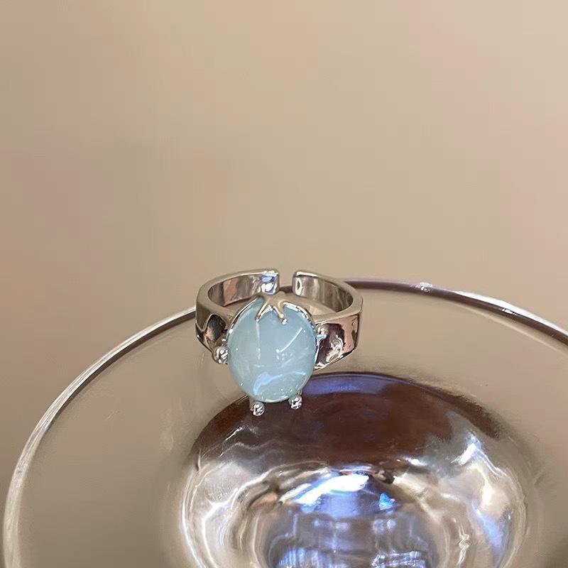 2Pcs/Set Sweet Starfish Blue Zircon Open Rings For Women Girls Ocean Style Simple Star Finger Ring Aesthetic Jewelry Y2K