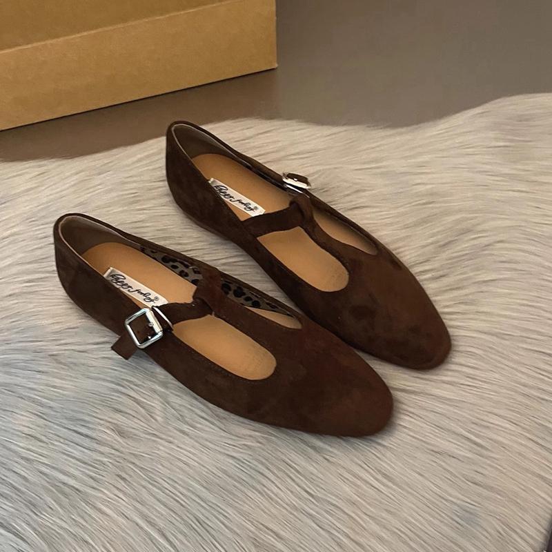 Fashion SUOJIALUN Autumn Women Flat Shoes Fashion Round Toe Slip On Ladies Elegant Mary Jane Shoes Soft Flat Heel Outdoor Dress Ballerin