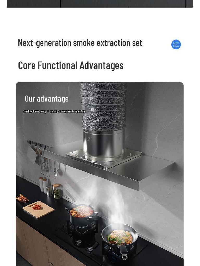 High Suction Stainless Steel Kitchen Exhaust Fan & Range Hood for Apartments