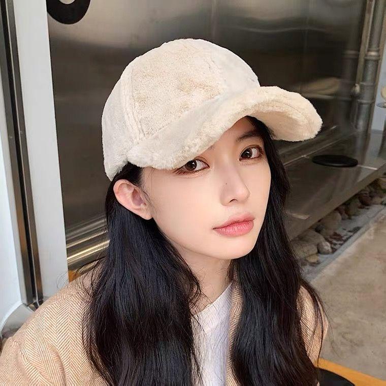 New Plush Baseball Cap Women's Autumn and Winter Thickened Warm and Cold-proof Peaked Cap