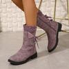 Fashion Women Non-slip Ankle Boots Winter Knitted Outdoor Comfortable Shoes Women Retro Trend Platform Lace Up Boots Zapatos De Mujer