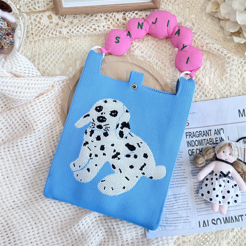 Ins Original Knitted Mobile Phone Bag, Convenient Storage, Student Cute Cartoon Messenger Bag