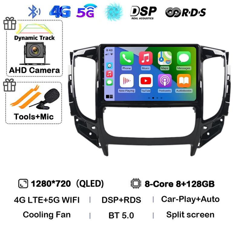 Android 14 WIFI+4G Carplay Auto For Mitsubishi Pajero Sport 3 L200 2015 2016 2017 2018 2019 Car Radio Multimedia Player GPS QLED
