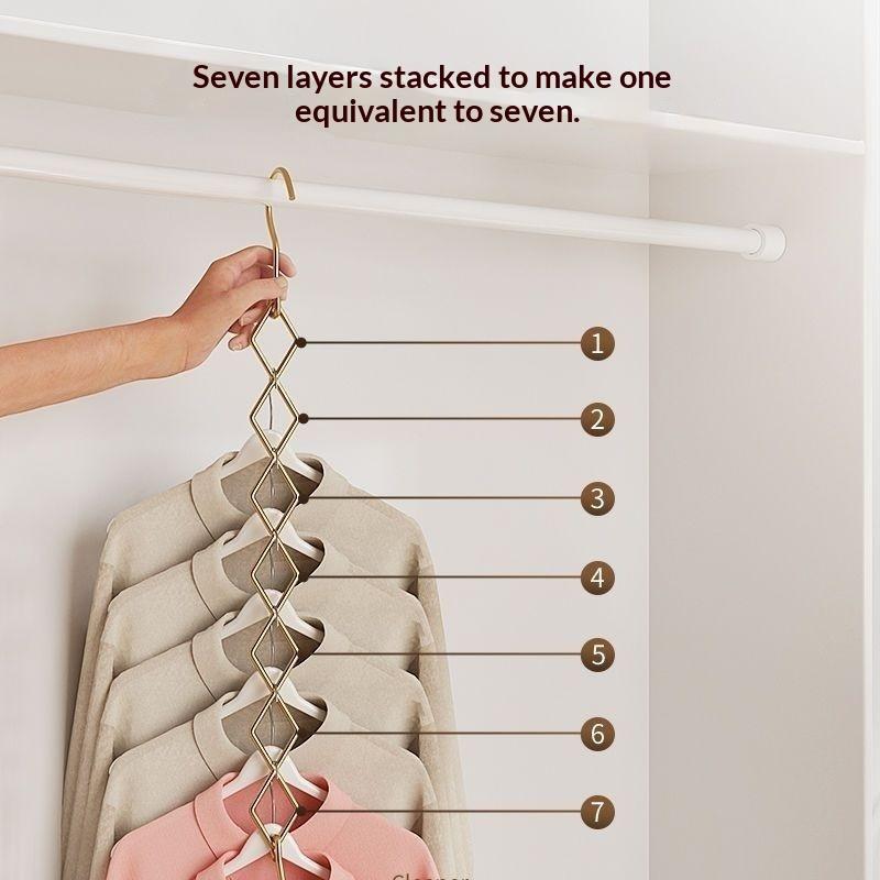 Magic Space Saving Clothes Hangers Foldable Closet Organizer Wardrobe Clothing Cascading Rack 7 Slots For Pants Dresses Coats