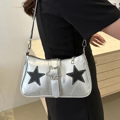 High-end Underarm Bag Women's  New Trendy Contrasting Color Star Design Niche Fashion Versatile Casual Shoulder Bag