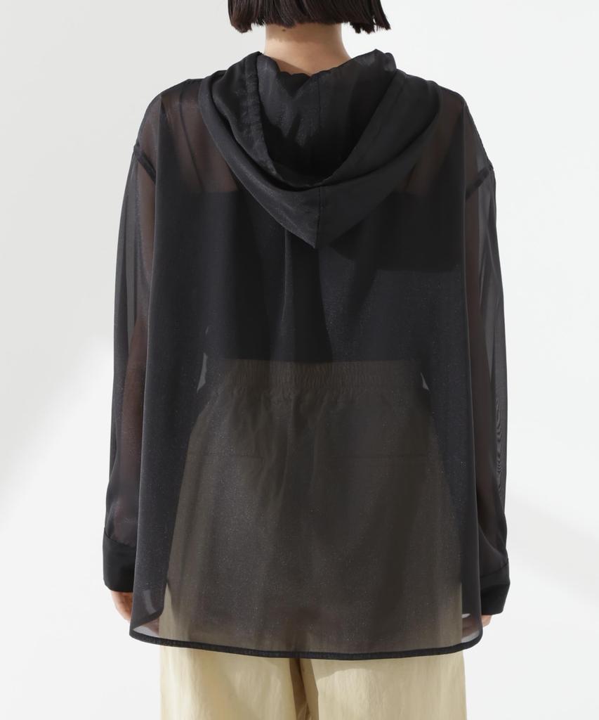 Nano Universe Sheer Hooded F Women's Shirt, 030, White, 673-5120316