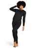 Warm Winter Underwear Set Medium Weight and Bottom Size (Lapasa) Innerwear, Wear, Women's Fleece-Lined [2-1. Black, (Top Set), S]