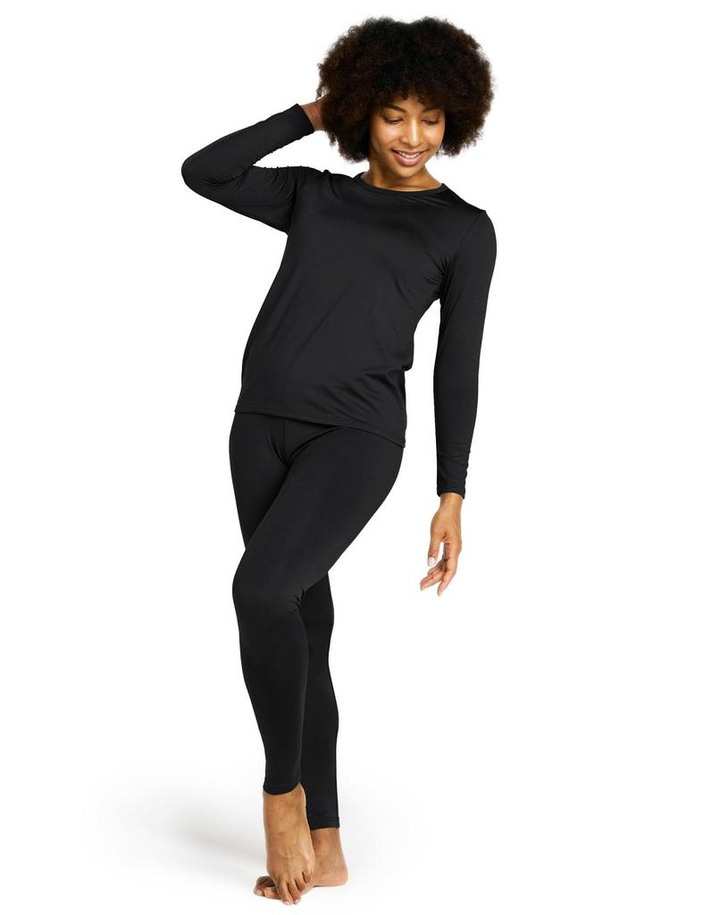 Warm Winter Underwear Set Medium Weight and Bottom Size (Lapasa) Innerwear, Wear, Women's Fleece-Lined [2-1. Black, (Top Set), S]