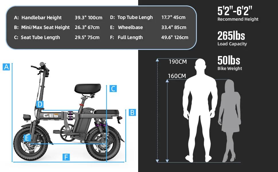 TOOFLY GE5 Rower Elektryczny Silnik 250W Bateria Litowa 48V15AH Rower Elektryczny dla Dorosłych Opona 14-calowa Rower Elektryczny Miejski Składany Mini