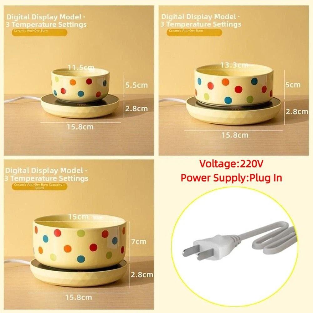 Ceramic Pet Heated Water Bowl Intelligent Temperature Adjustable Anti-dry Burning Self-Heating Water Bowl Non-slip Cartoon