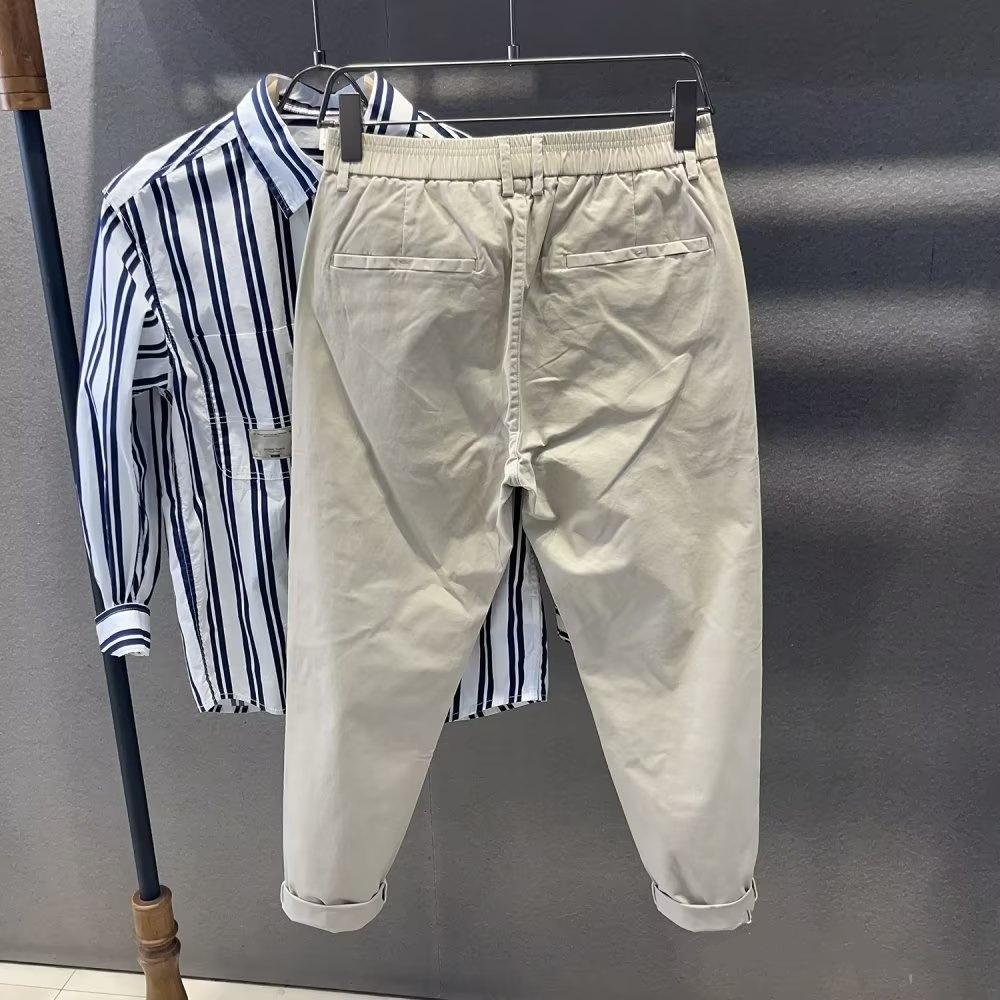 

Youth Autumn American Retro Casual Cropped Pants Pure Color Mid Waist Multi Pocket Work Pants 27