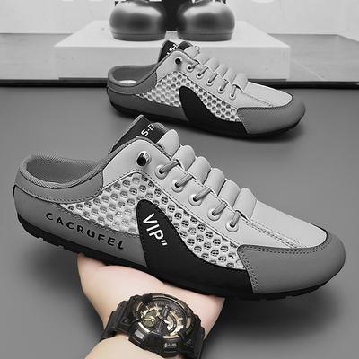 Men's Mesh Breathable Half Slippers 2025 New Casual Sport Slippers Soft-soled Support Half Slipper Non Slip Beach Flat Slippers