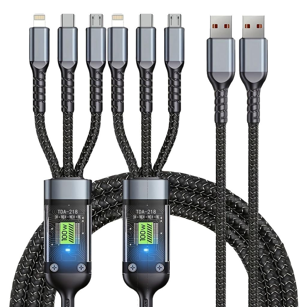3pcs Multi Charging Cable 3in 1 Multi USB Charger Fast Charging Cable Nylon Braided Multiple Charger Adapter Cord with Type C Micro USB Port