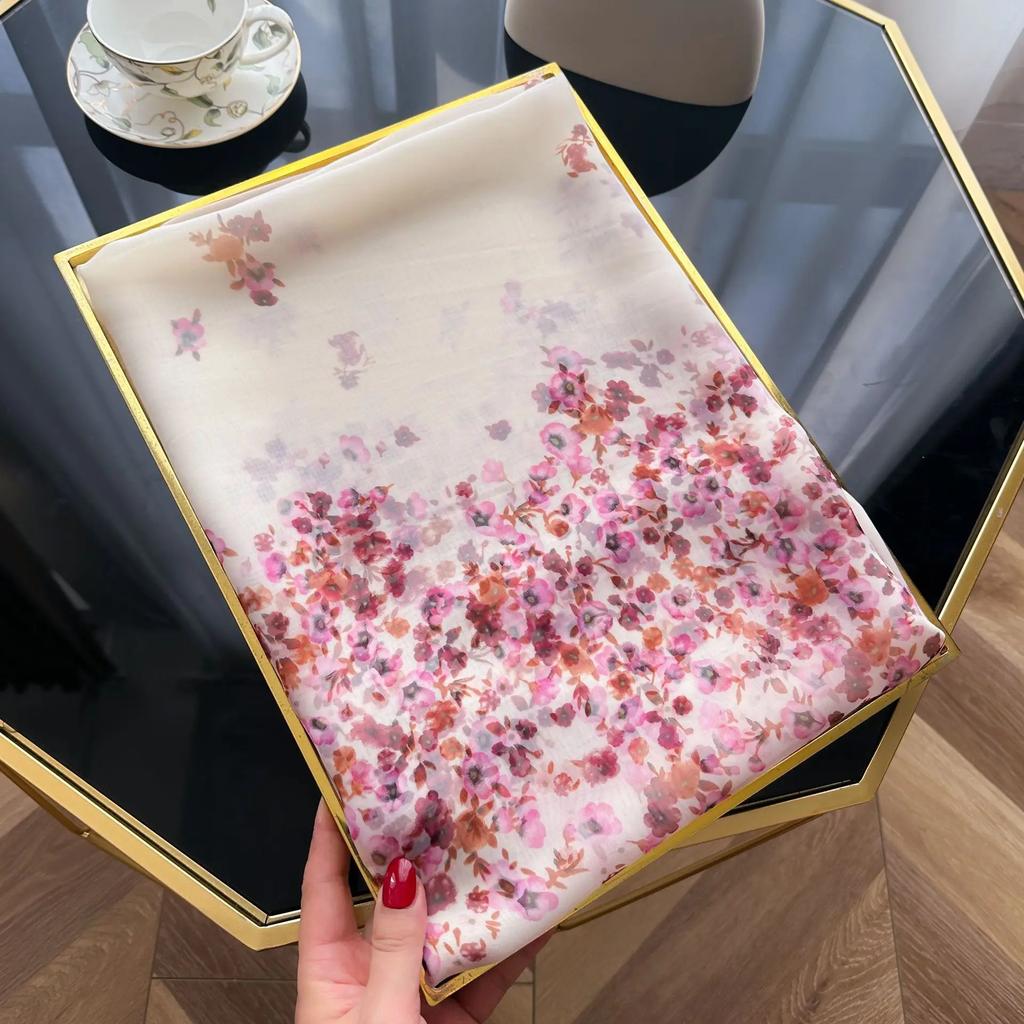 1 PCS 190cmX130 Pink Soft Yarn Thin Style Noble Fashion Silk Scarf Women's Extra Large Multi functional Shawl