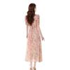 ML305 Women's French V-Neck Elegant Waist-Cinching Floral Dress - Slim Fit, Summer 2026 New Arrival