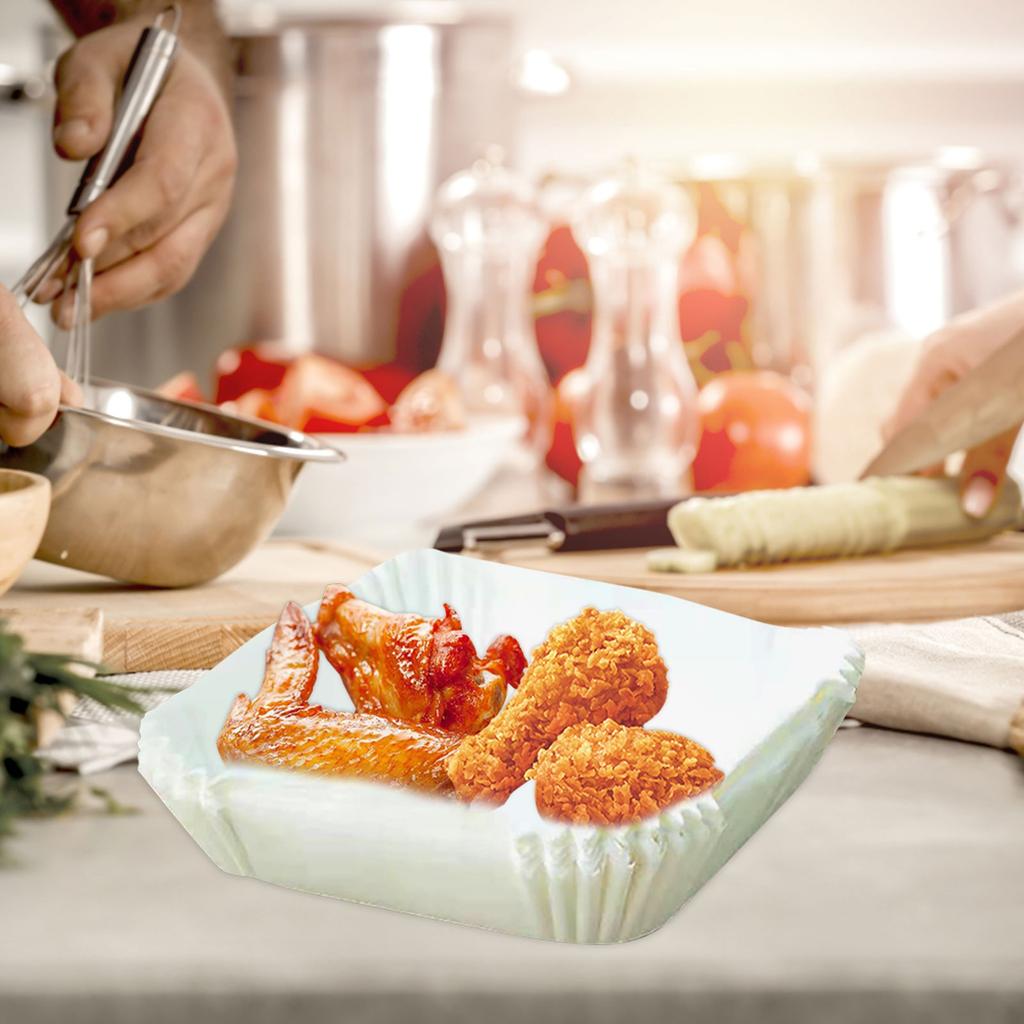  Fryer Square Disposable Paper Liners 50pcs Nonstick Disposable  Fryer Liners 6.3in Square Baking Paper