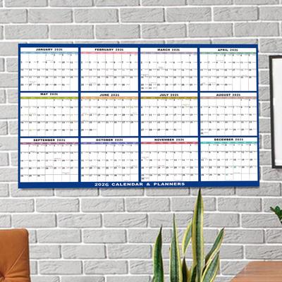 Erasable Large Wall Calendar 24 X 36 In, 2026 Annual Calendar, Double-Sided Erasable Calendar, 12-Month Work Schedule Planner