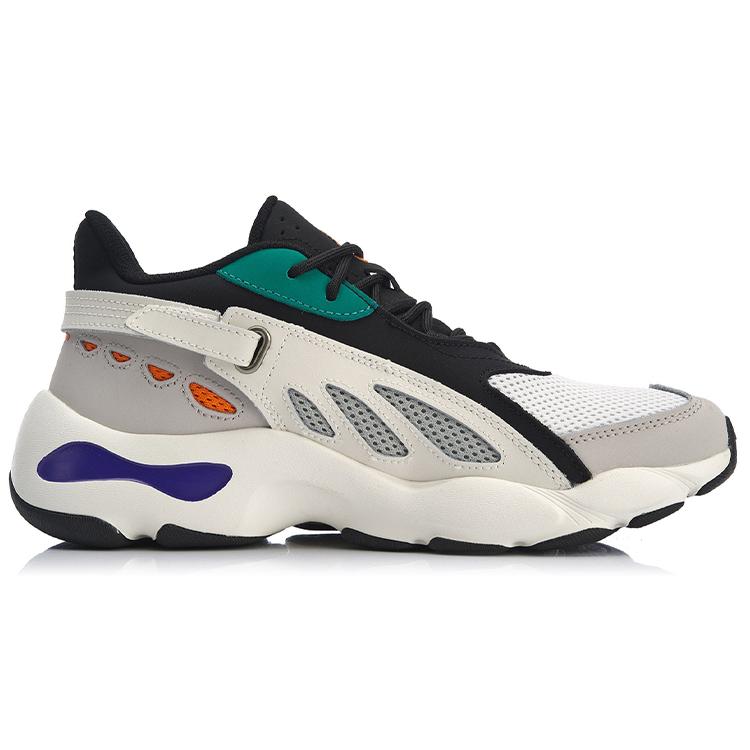 Li Ning Butterfly Cushioning Slip Resistant Abrasion Resistant Low top Chunky Sneakers Gray Black AGCN225-5