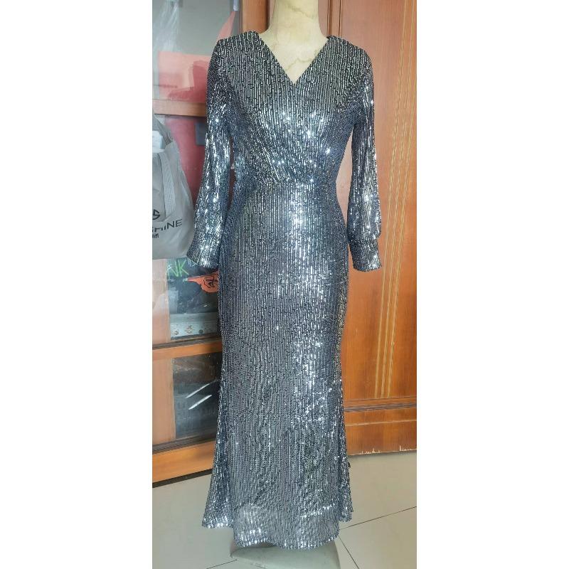 Evening dress skirt light luxury niche high-end banquet dress temperament celebrity stunning sequined party fishtail skirt