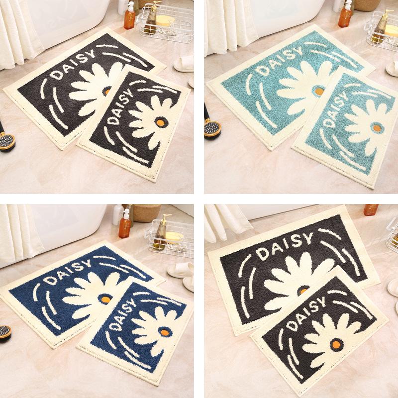 Fresh Ins Wind Small Daisies Tufted Floor Mat Household Bathroom Door Carpet Bathroom Non-slip Mat Absorbent Foot Mat