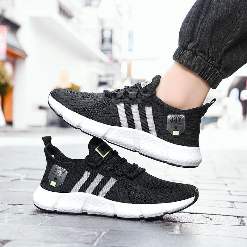 Zahraniční obchod ultralehké běžecké boty velké velikosti trendy pánské boty létající tkaná prodyšná síťovina ležérní boty pár popcorn sportovní boty muži