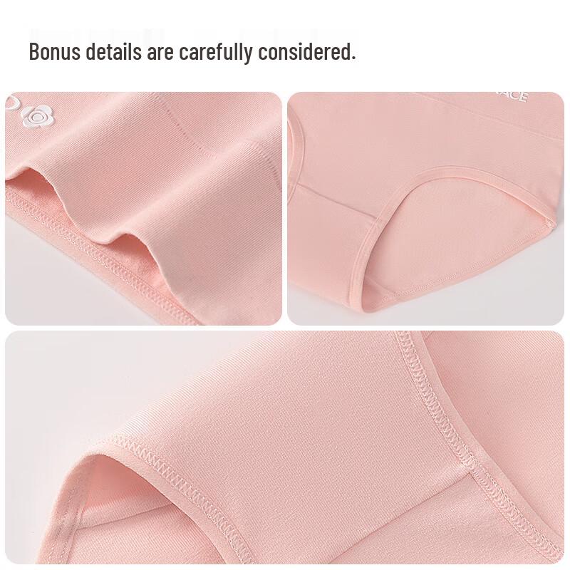 Grace Ful Lady Women's Pure Cotton Antibacterial Mid-Waist Briefs (4-Pack)