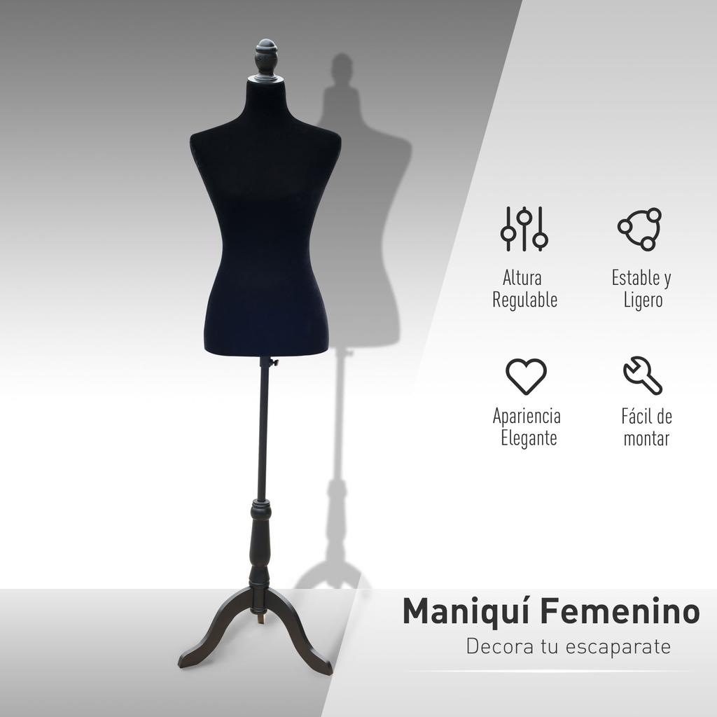 Sewing Mannequin Adjustable To 130-168 Cm with Wooden Tripod for Fashion Photography Garment Display Black