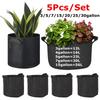 5Pcs Felt Grow Bags Gardening Growing Planter Round Flower Vegetable Planting Pots Pouch Garden Balcony Pot Container Supplies
