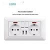 Curved White European Standard Socket Panel with Double USB & Type C, German Switch, Concealed Installation