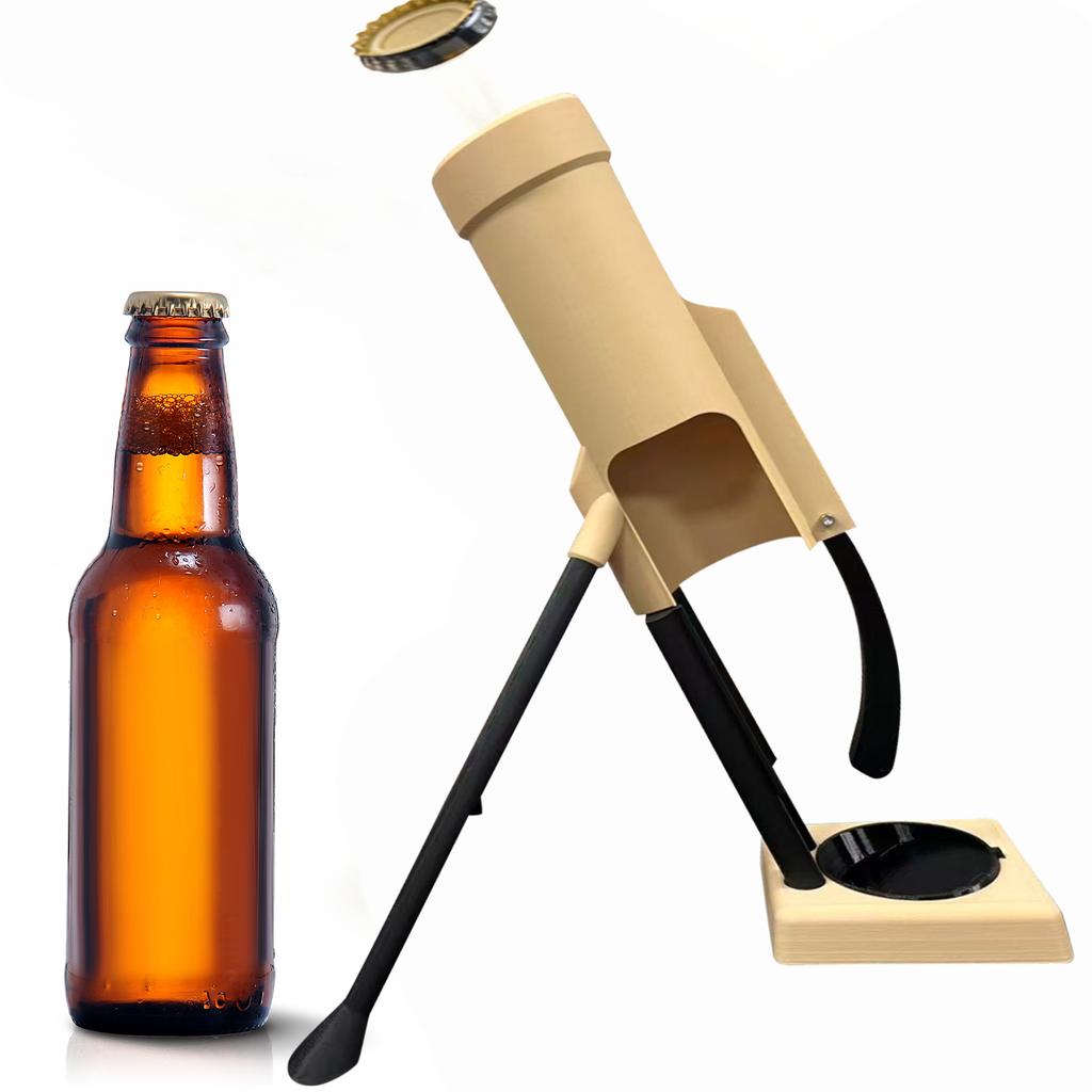 Beer Bottle Mortar Bottle Opener, 51mm Mortar Beer Bottle Opener Heavy-Duty Cap Hands-Free Push Down Opener Men's Exclusive Space For Bar
