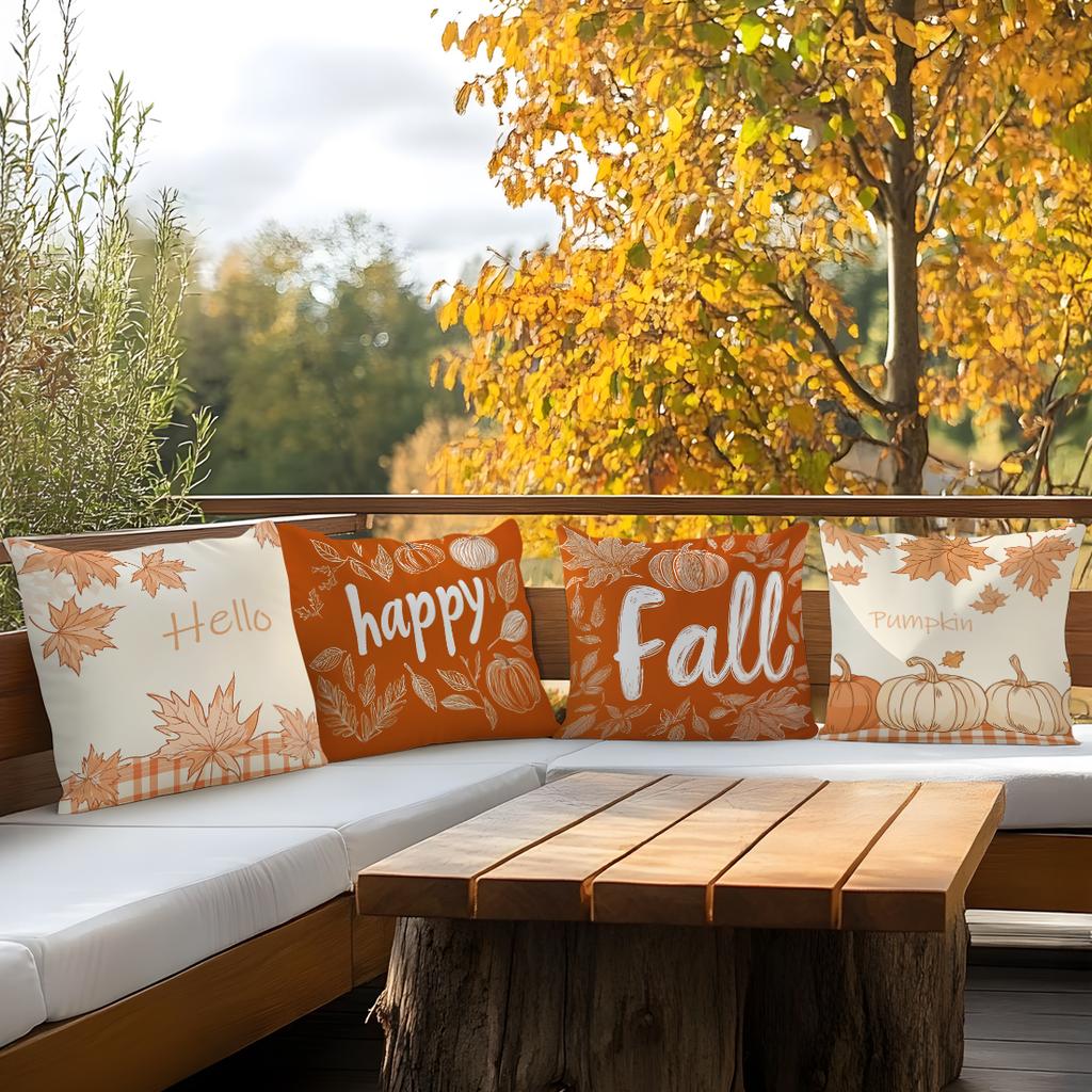 Thanksgiving Maple Leaf Pumpkin Cushions Pillowcase Polyester Cushion Cover Throw Pillow Sofa Decoration Pillowcover Home Decor