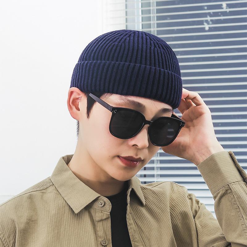 Zhenyueqi Japanese Style Wool Knit Pullover Cuffed Hat – Autumn/Winter Dome-Shaped Melon Tang Hat