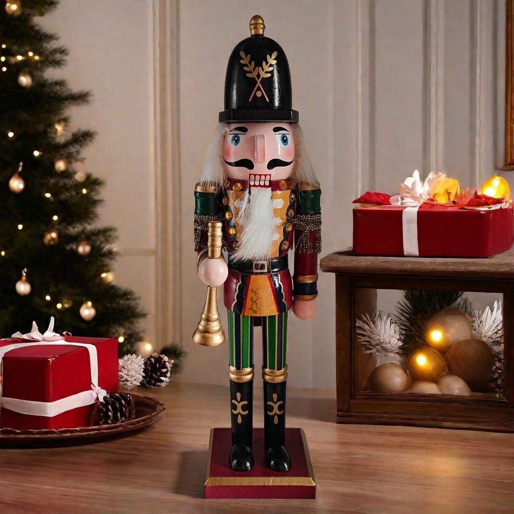 

1 классическая фигурка Щелкунчика, фигурка Щелкунчика из смолы, рождественские украшения, подарки, изысканные детали и винтажный шарм Trumpet Soldier